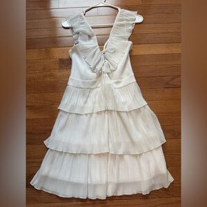 Express White Ruched Tiered Sundress V-Neck